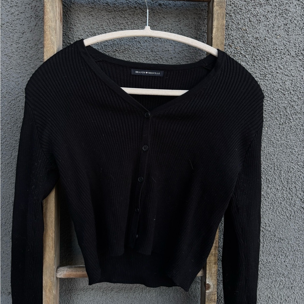 Brandy Melville Black Ribbed Cardigan